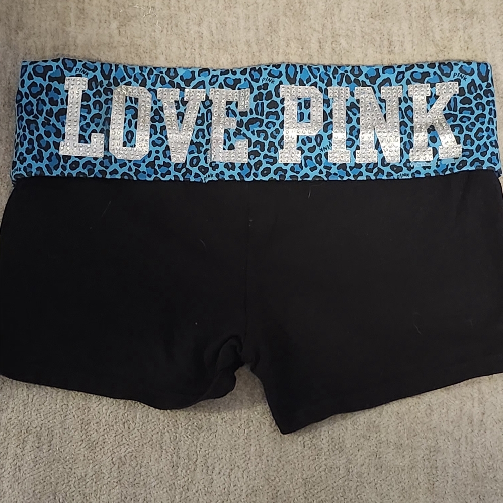 PINK by Victorias Secret Blinged Love Pink Foldover Shorts